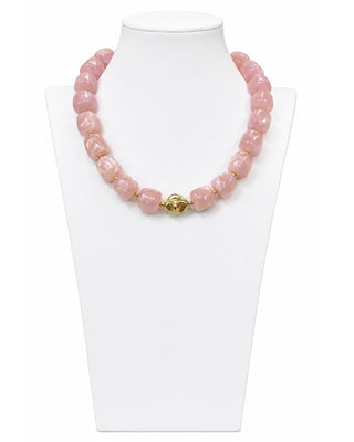 Light Pink Square Chunky Beaded Necklace