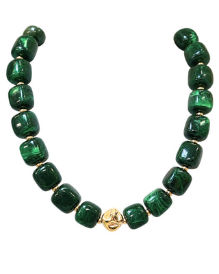 Green Square Chunky Beaded Necklace