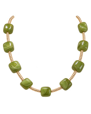 Green Marble Cube Necklace