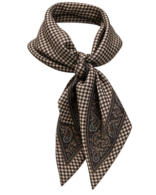 Brown Houndstooth Paisley Scarf