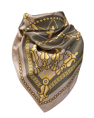 Tan and Olive Chain Print Scarf - The Pink Tulip Clothing