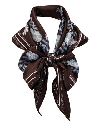 Brown and Blue Floral Triangle Scarf - The Pink Tulip Clothing