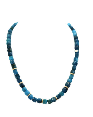NECK CUBE MARBLE STONES BL - The Pink Tulip Clothing