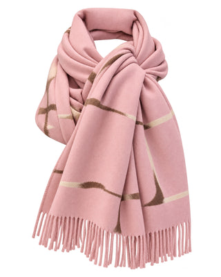 Pink And Brown Fringe Oversized Scarf