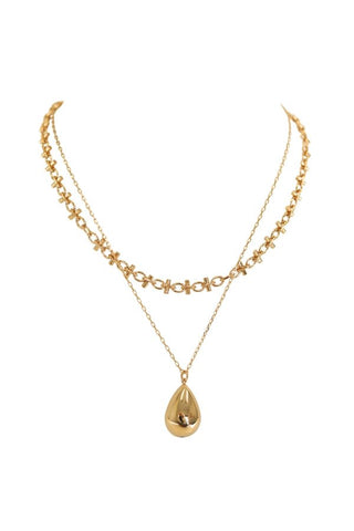 Double Chain Teardrop Necklace - The Pink Tulip Clothing