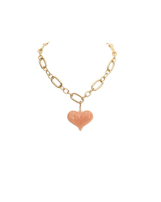 Pink Heart Wide Chain Necklace - The Pink Tulip Clothing