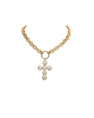 Pearl Cross Chain Necklace - The Pink Tulip Clothing