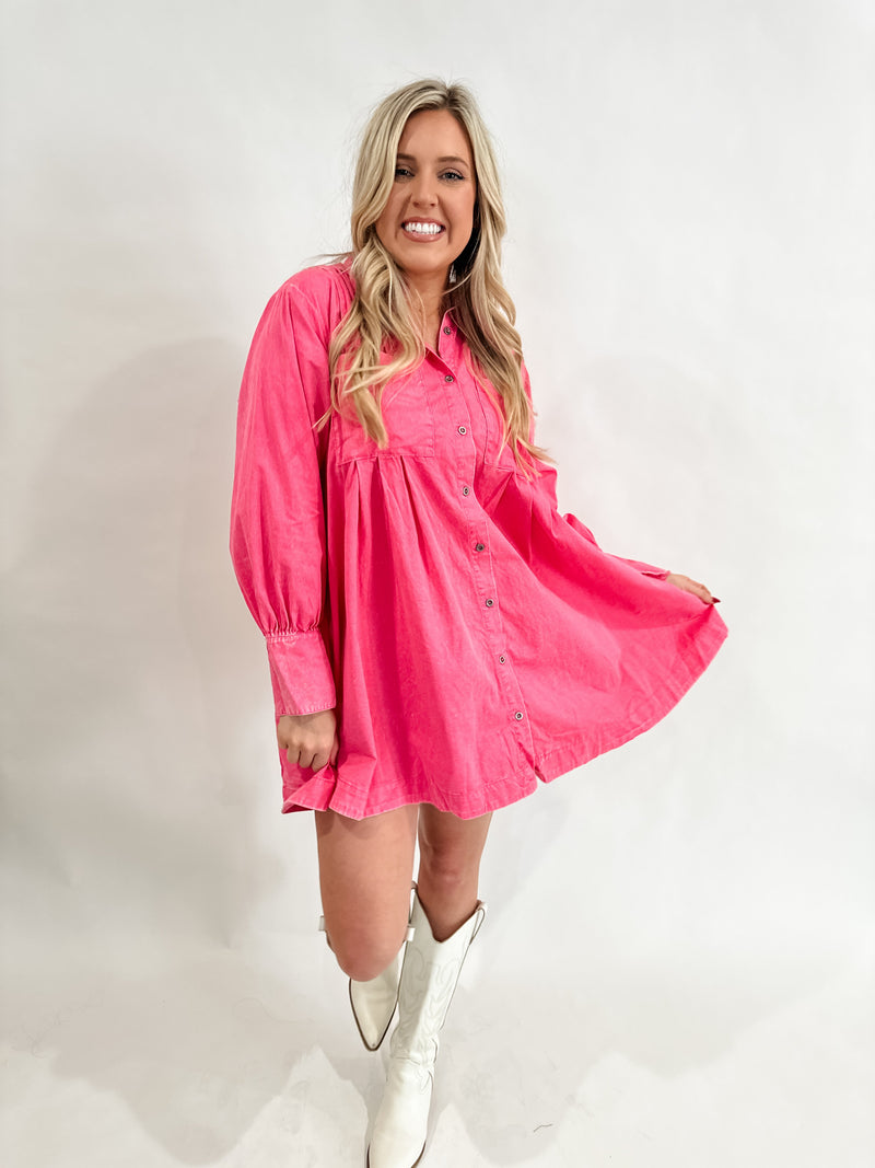 Washed Button Down Dress