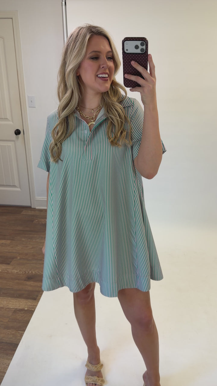 Class Act Thin Stripe Swing Dress