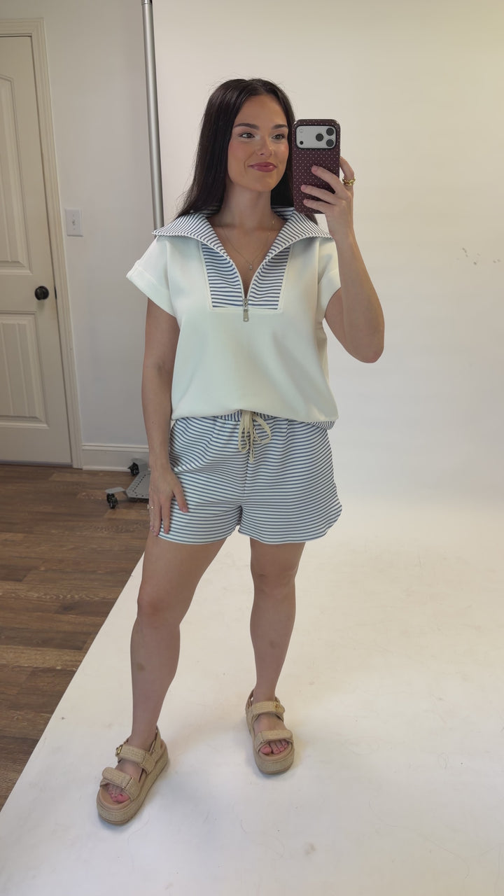 Easy Pace Stripe Henley Top