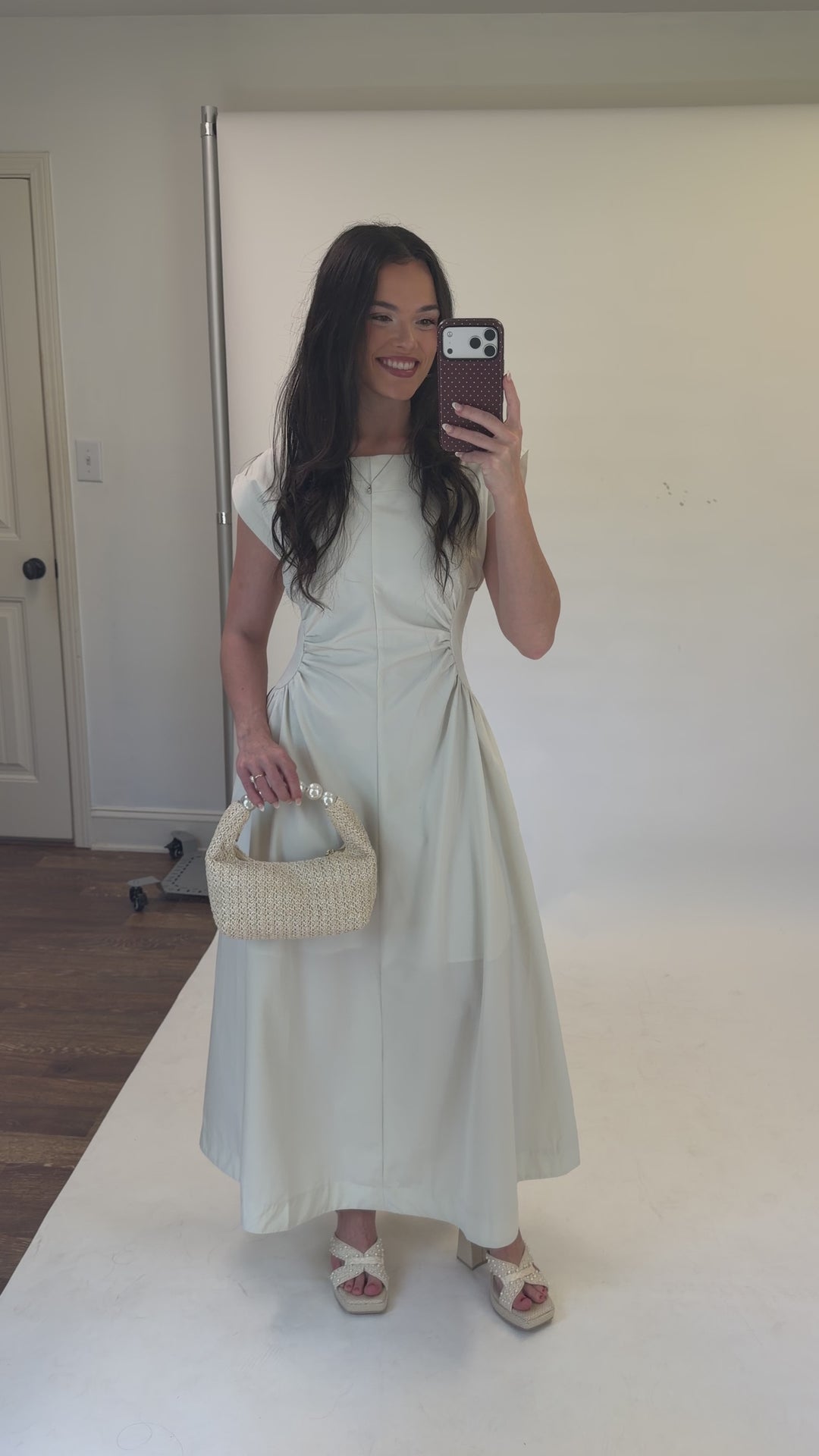 Keep It Sleek Off White Fitted Waist Midi Dress