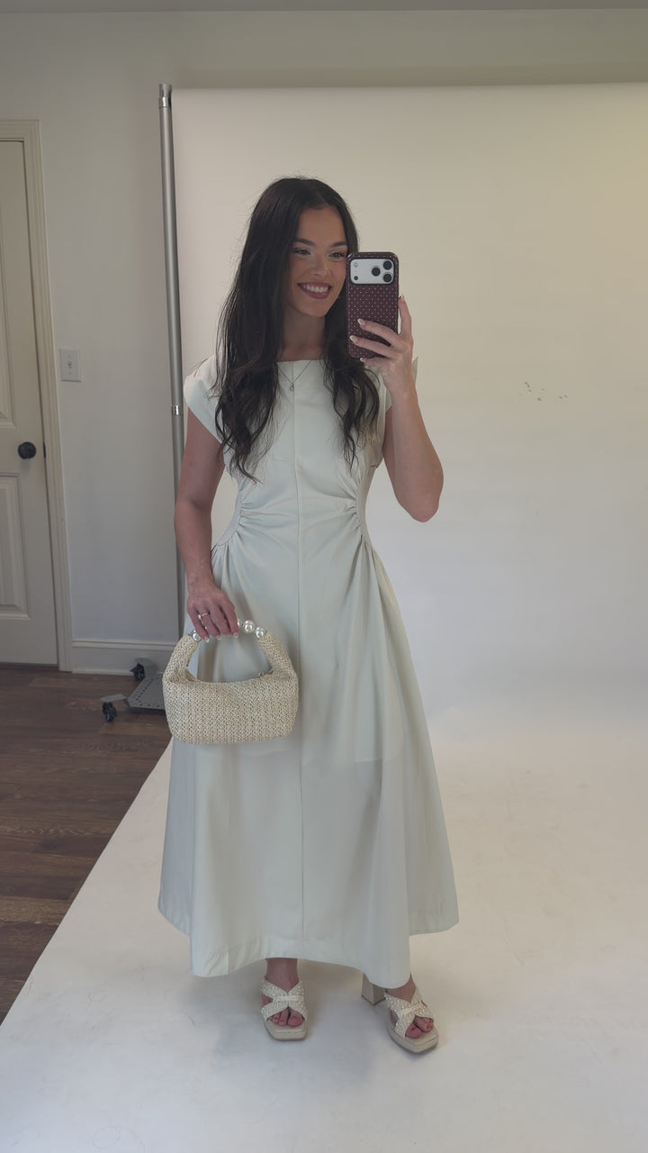 Keep It Sleek Off White Fitted Waist Midi Dress