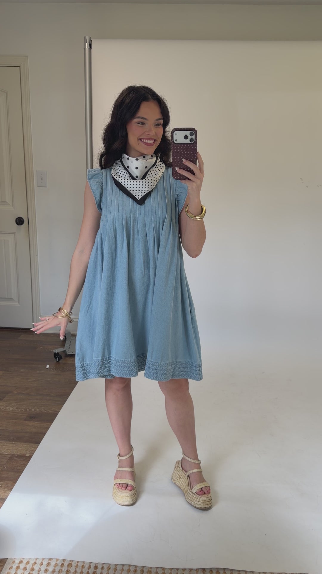 Denim Days Ahead Pleated Dress