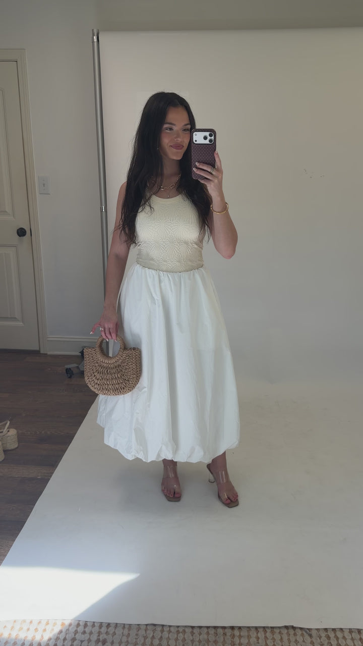 Say When Elastic Puff Midi Skirt