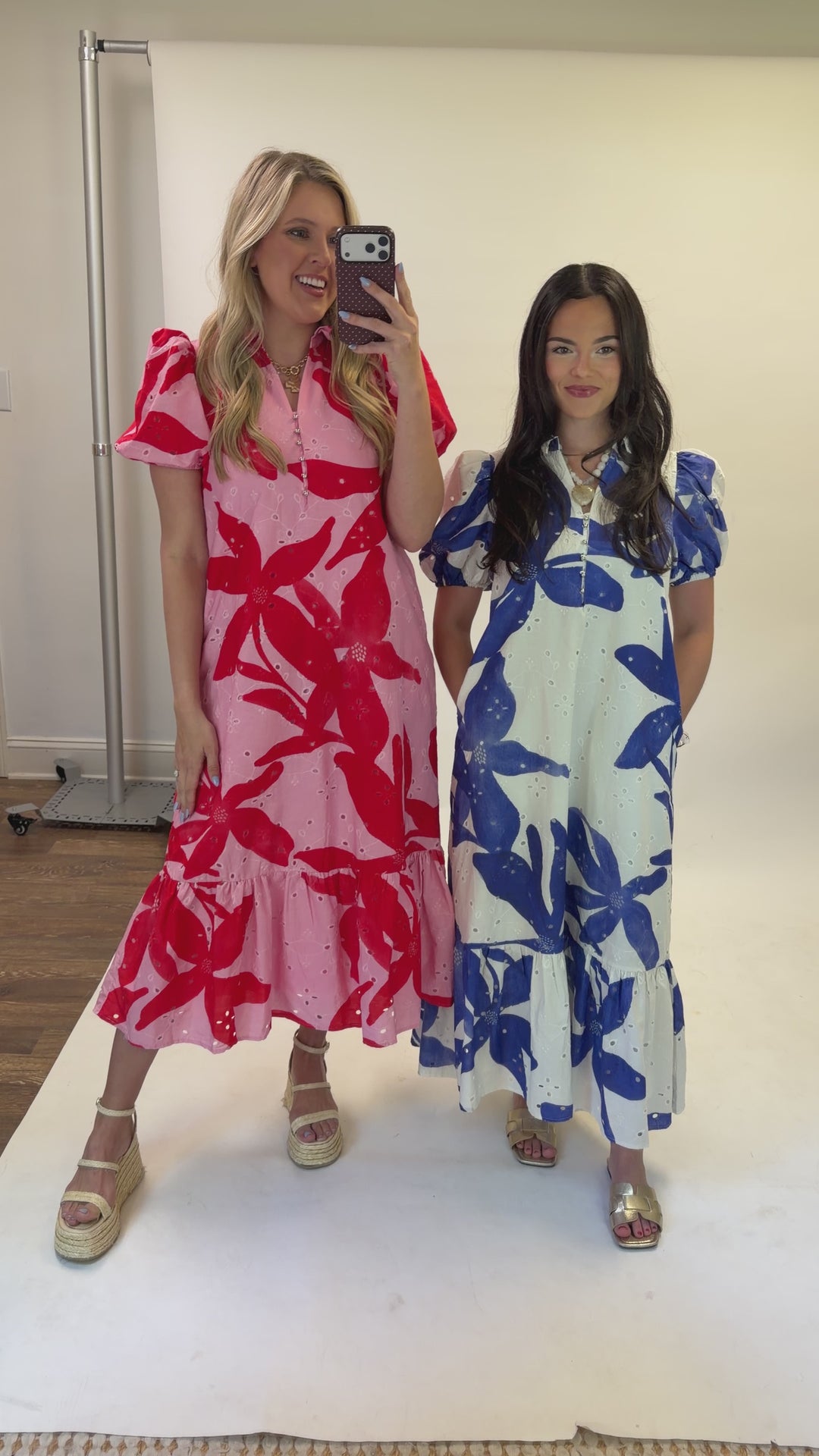 In Full Color Floral Ruffle Midi Dress