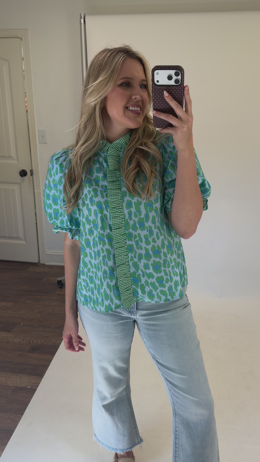 Wild at Heart Blue Green Leopard Print Top