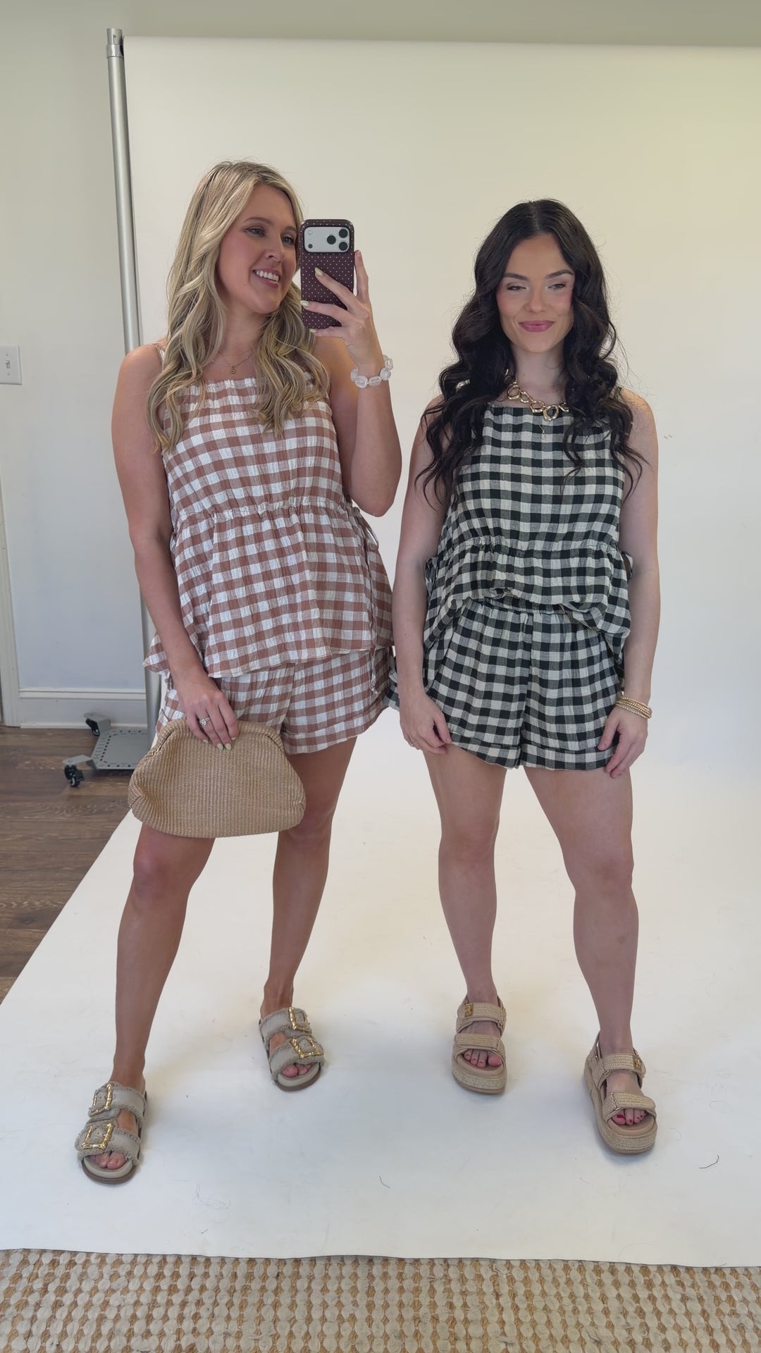 Sweet Check Tie Set Top