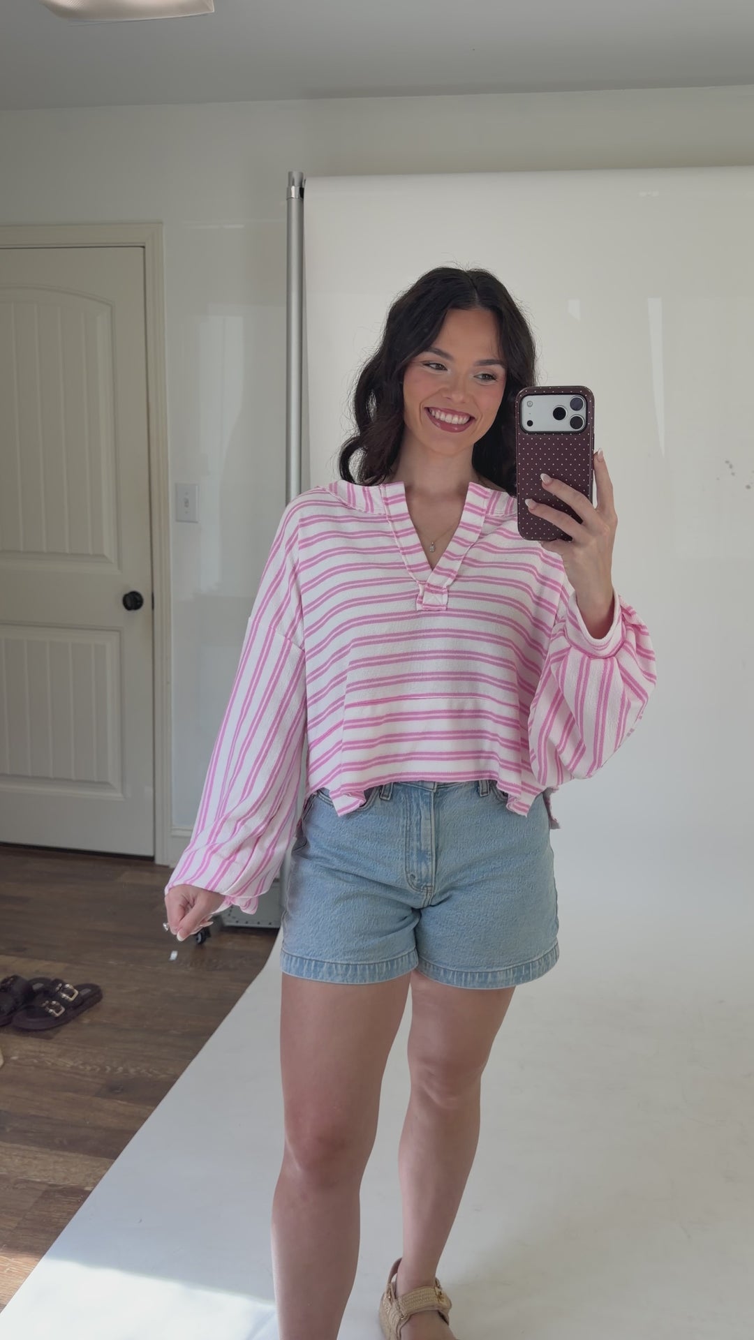 Stay Awhile Pink Stripe Lounge Top