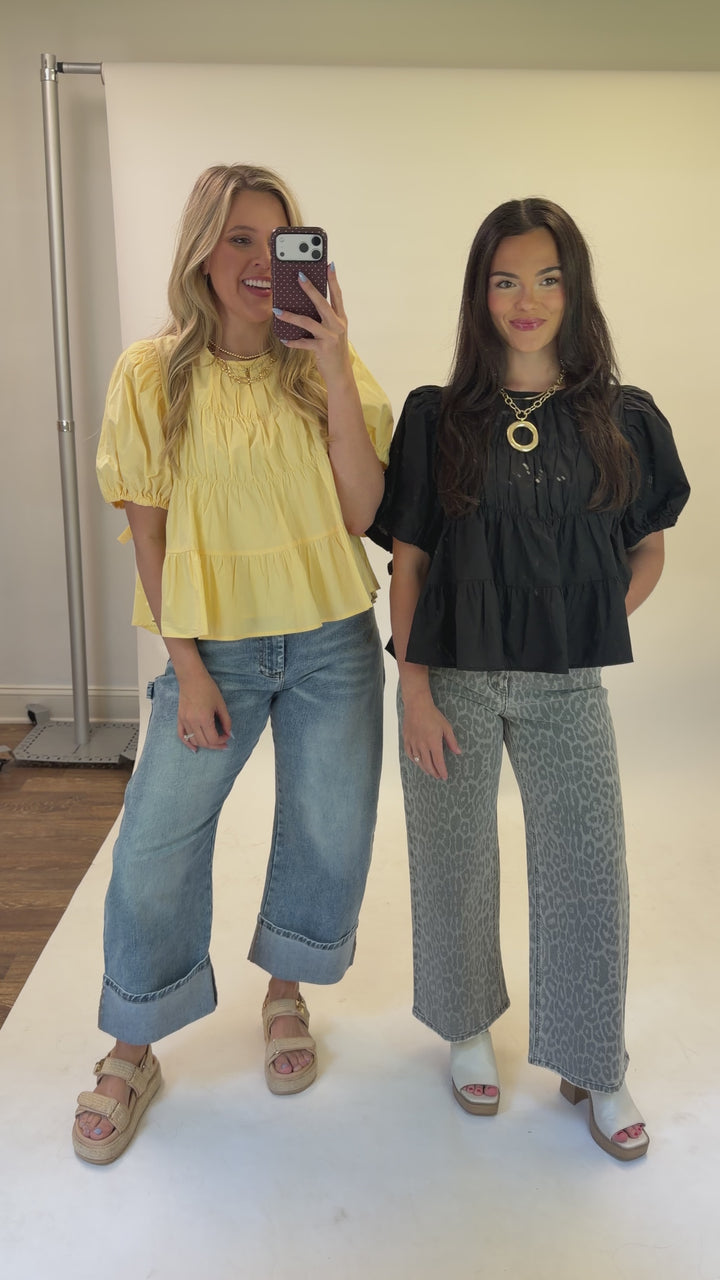 Light Touch Puff Sleeve Cinch Top
