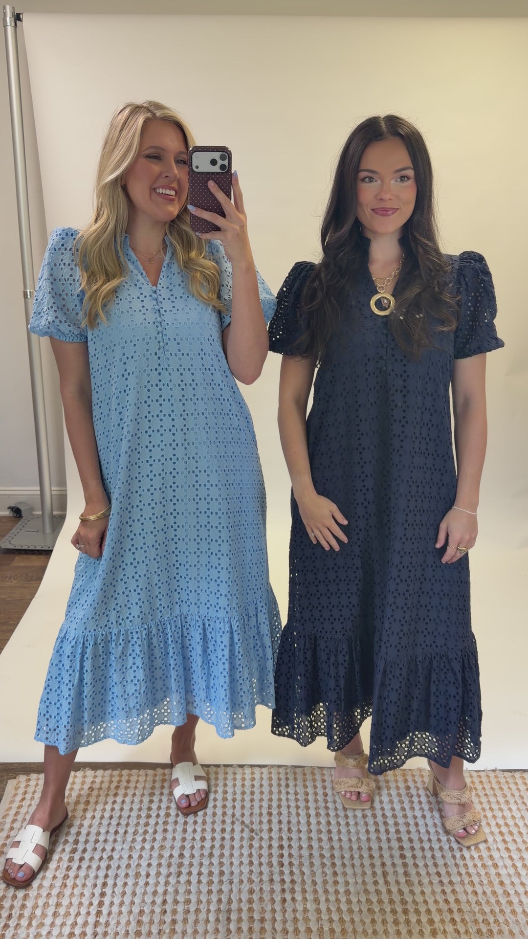 Warm Breeze Eyelet Midi Dress