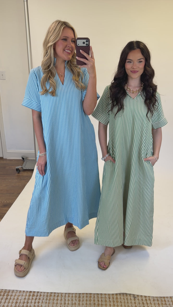 Day to Day Blue Stripe Midi Dress