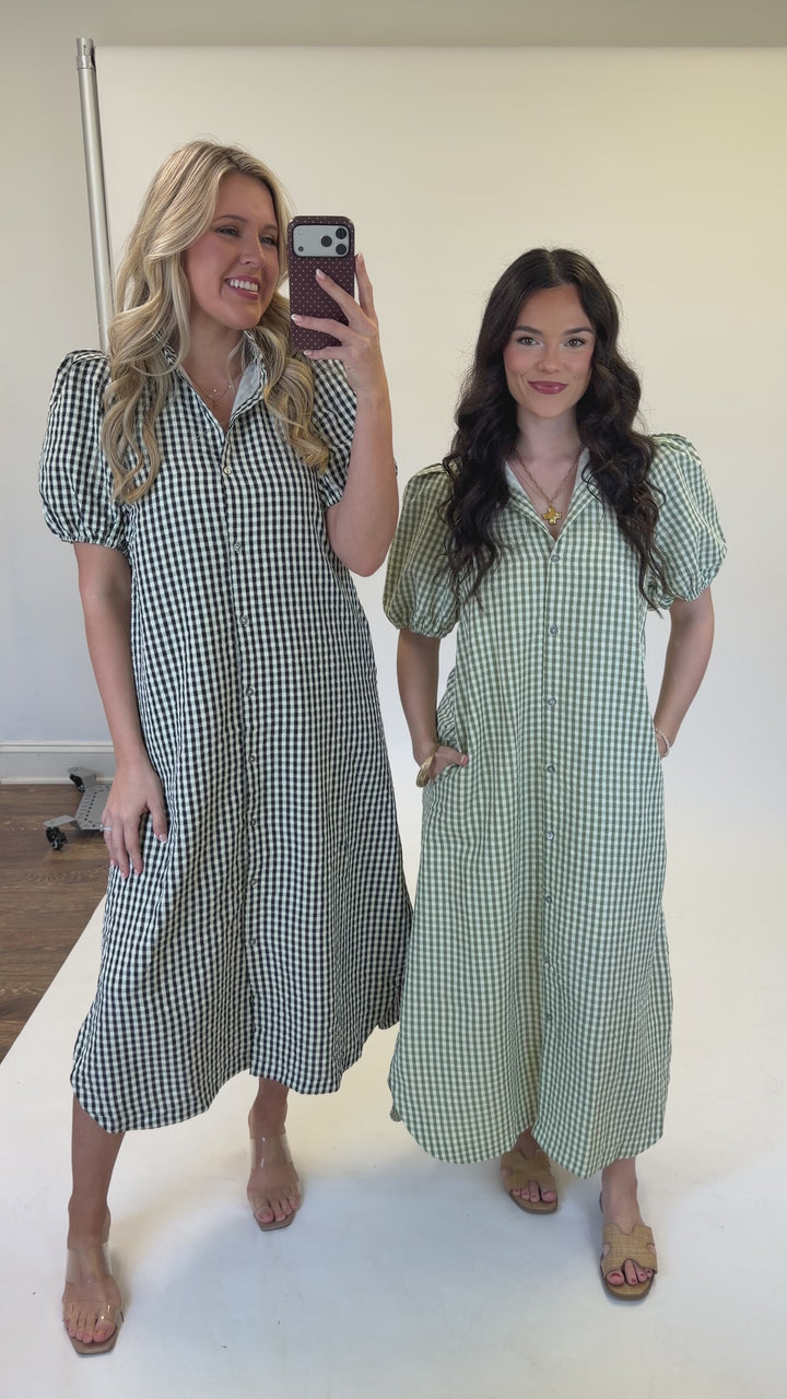 Sweet Magnolia Check Print Midi Dress