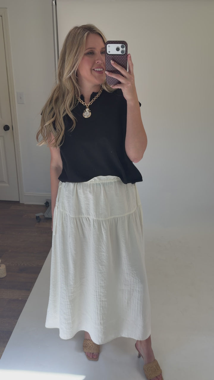 Go With It Lightweight Tie Midi Skirt