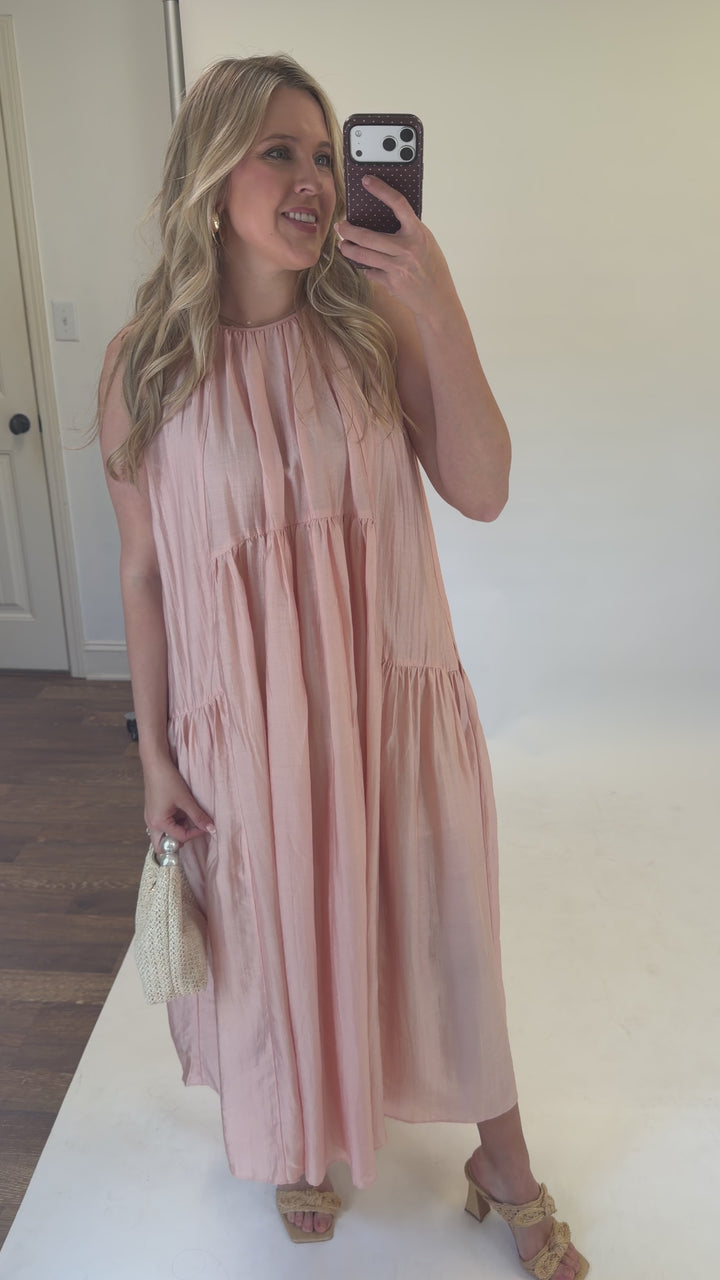 Float Through Light Pink Midi Dress