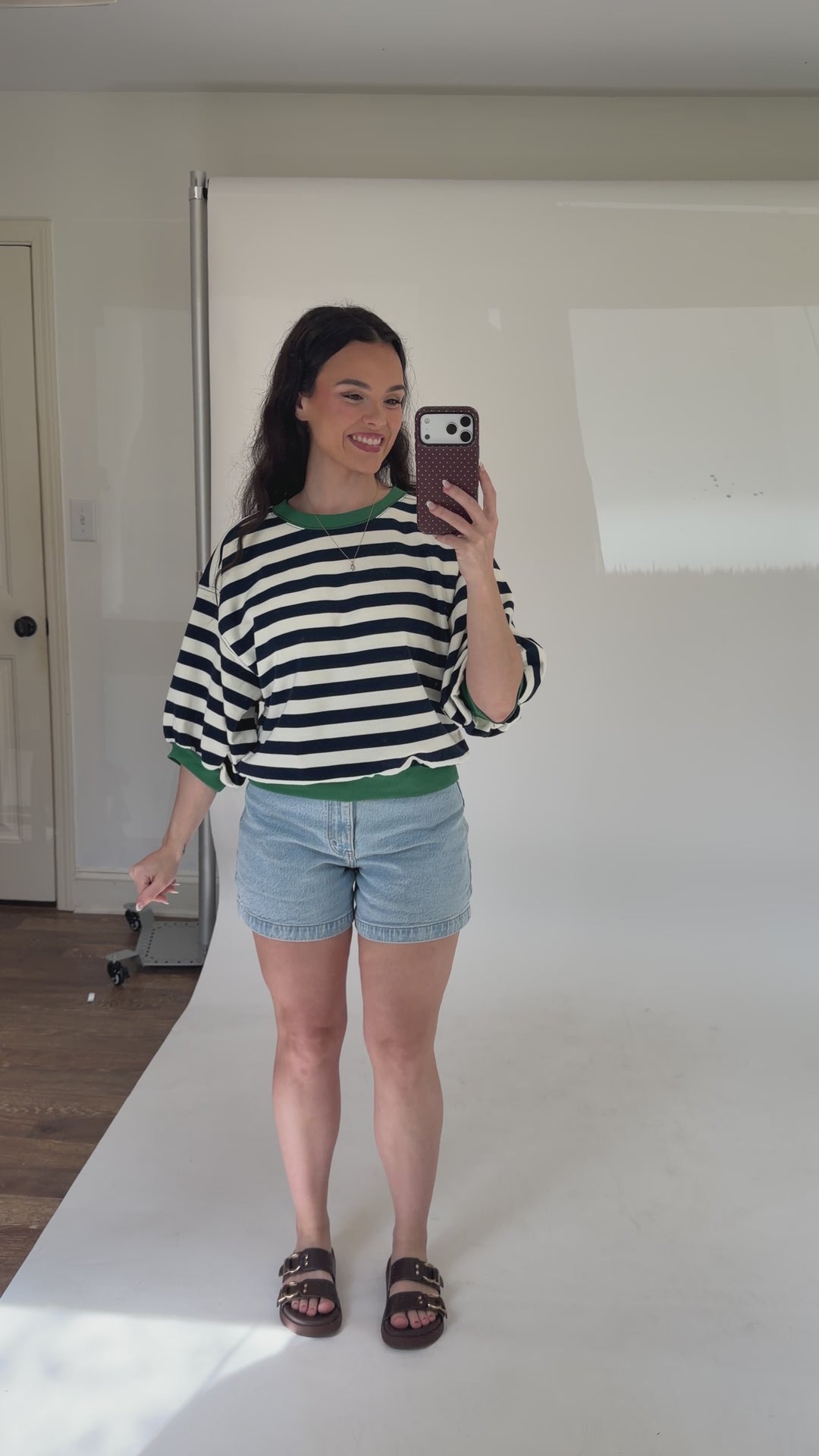 Open the Windows Stripe Pullover Top